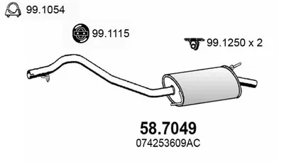 Silenciador posterior Vw TRANSPORTER T4 Bus · Vw TRANSPORTER T4 Van · Vw TRANSPORTER T4 Platform/Chassis (70E, 70L, 70M, 7DE, 7DL, 7D