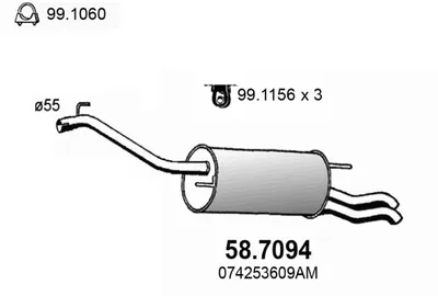 Silenciador posterior Vw TRANSPORTER T4 Bus · Vw TRANSPORTER T4 Van · Vw TRANSPORTER T4 Platform/Chassis (70E, 70L, 70M, 7DE, 7DL, 7D