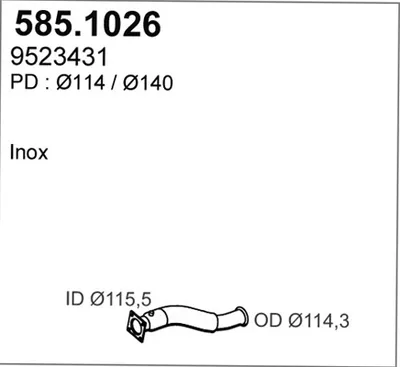 Tubo de escape ASSO 585.1026