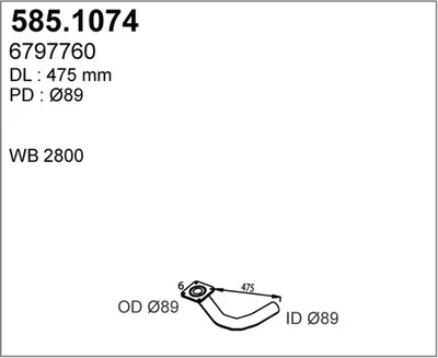 Tubo de escape ASSO 585.1074