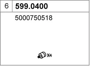 Juego de montaje, silenciador ASSO 599.0400