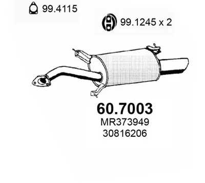 Silenciador posterior Mitsubishi CARISMA · Mitsubishi CARISMA Saloon · Volvo S40 I