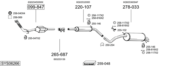 Sistema de gases de escape Skoda FABIA I Combi