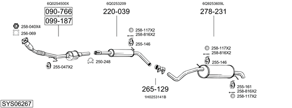 Sistema de gases de escape Skoda FABIA I Combi