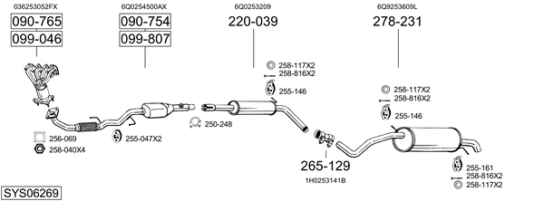 Sistema de gases de escape Skoda FABIA I Combi