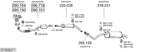 Sistema de gases de escape Skoda FABIA I Combi
