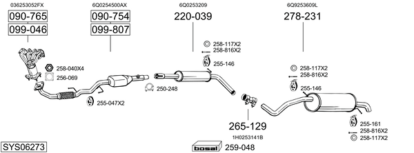 Sistema de gases de escape Skoda FABIA I Combi
