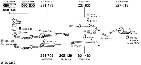 Sistema de gases de escape Skoda FABIA I