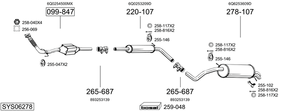 Sistema de gases de escape Skoda FABIA I