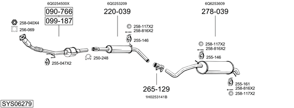 Sistema de gases de escape Skoda FABIA I