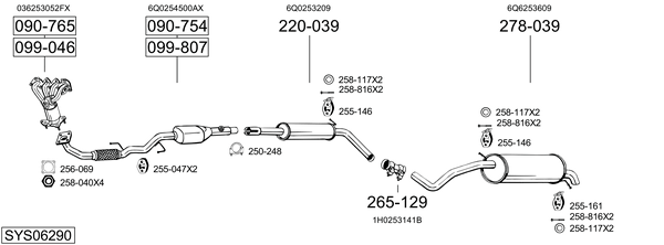 Sistema de gases de escape Skoda FABIA I Saloon