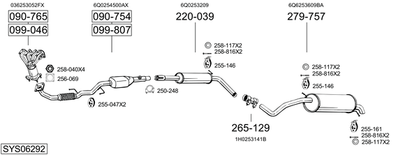 Sistema de gases de escape Skoda FABIA I Saloon