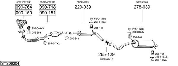 Sistema de gases de escape Skoda FABIA II