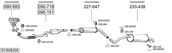Sistema de gases de escape Skoda FABIA II