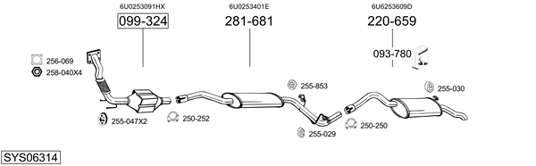 Sistema de gases de escape Skoda FELICIA I · Skoda FELICIA II