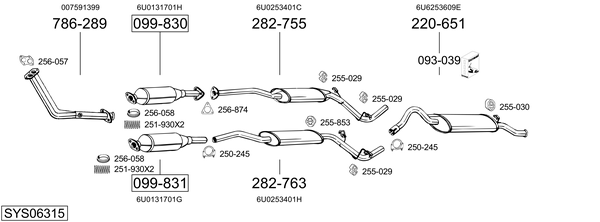 Sistema de gases de escape Skoda FELICIA I · Skoda FELICIA II