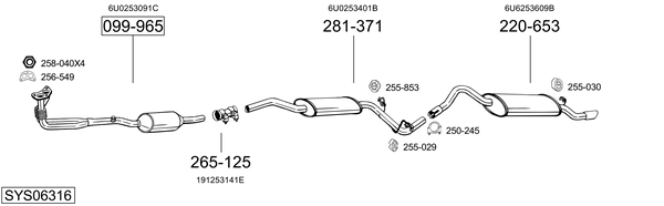 Sistema de gases de escape Skoda FELICIA I · Skoda FELICIA II