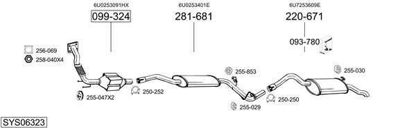 Sistema de gases de escape Skoda FELICIA I Pickup