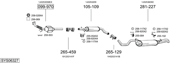 Sistema de gases de escape Skoda OCTAVIA I Combi