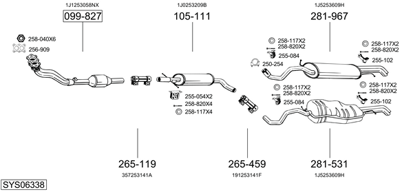 Sistema de gases de escape Skoda OCTAVIA I Combi
