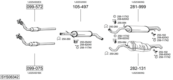 Sistema de gases de escape Skoda OCTAVIA I