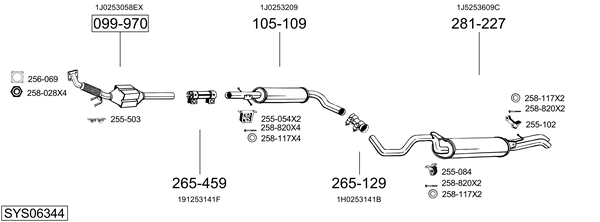 Sistema de gases de escape Skoda OCTAVIA I
