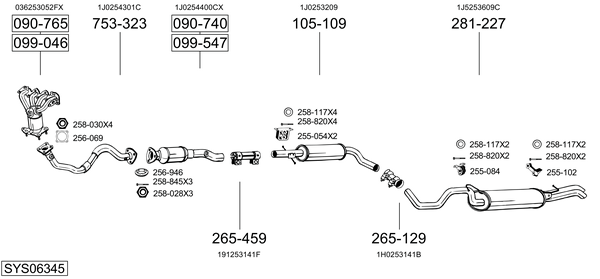 Sistema de gases de escape Skoda OCTAVIA I