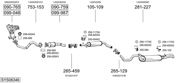 Sistema de gases de escape Skoda OCTAVIA I