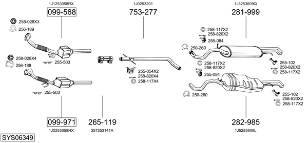 Sistema de gases de escape Skoda OCTAVIA I