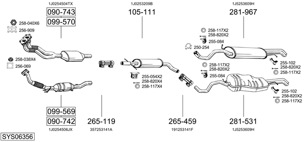 Sistema de gases de escape Skoda OCTAVIA I