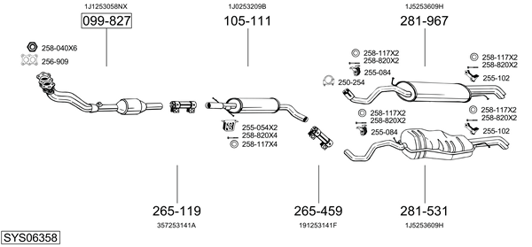Sistema de gases de escape Skoda OCTAVIA I
