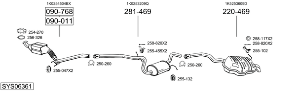 Sistema de gases de escape Skoda OCTAVIA II Combi