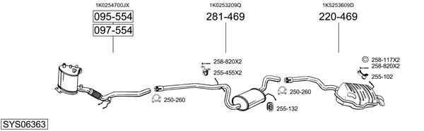 Sistema de gases de escape Skoda OCTAVIA II Combi