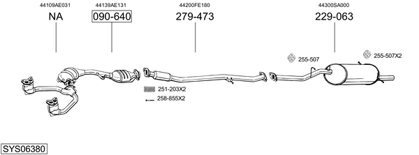 Sistema de gases de escape Subaru FORESTER