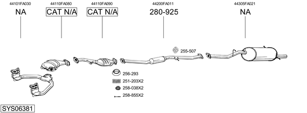 Sistema de gases de escape Subaru IMPREZA Saloon