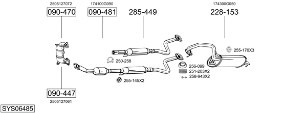 Sistema de gases de escape Toyota AVENSIS Saloon