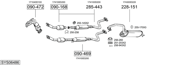Sistema de gases de escape Toyota AVENSIS Saloon
