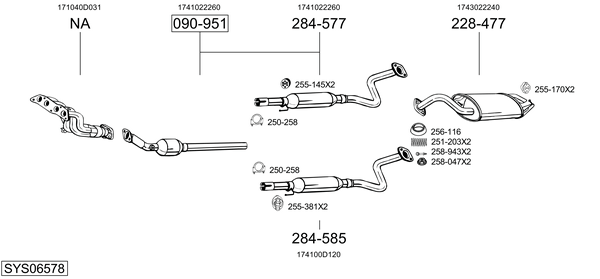 Sistema de gases de escape Toyota COROLLA