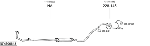 Sistema de gases de escape Toyota STARLET