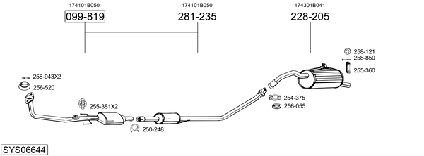 Sistema de gases de escape Toyota STARLET