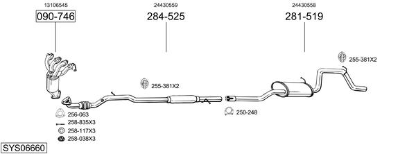 Sistema de gases de escape Vauxhall AGILA Mk I