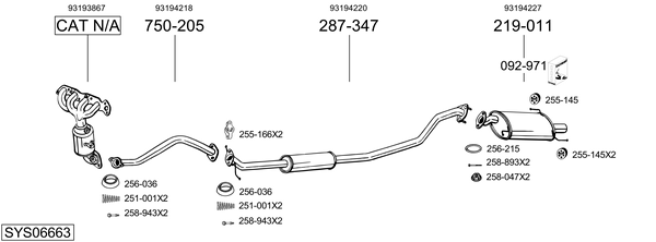 Sistema de gases de escape Vauxhall AGILA Mk II