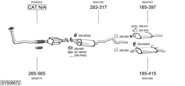 Sistema de gases de escape Vauxhall ASTRA Mk III Estate