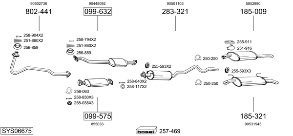 Sistema de gases de escape Vauxhall ASTRA Mk III Estate