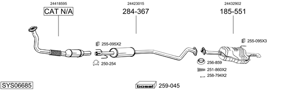 Sistema de gases de escape Vauxhall ASTRA Mk IV Estate