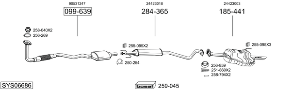 Sistema de gases de escape Vauxhall ASTRA Mk IV Estate