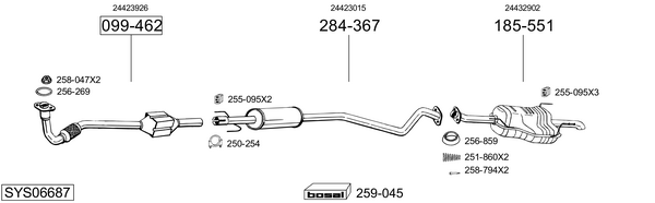 Sistema de gases de escape Vauxhall ASTRA Mk IV Estate
