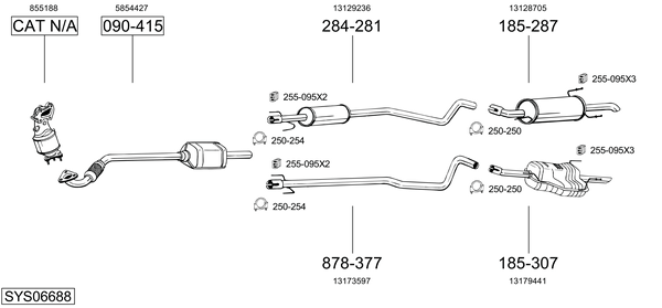 Sistema de gases de escape Vauxhall ASTRA Mk IV Estate