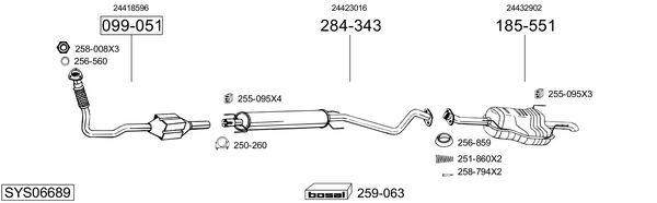 Sistema de gases de escape Vauxhall ASTRA Mk IV Estate