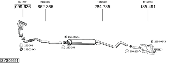 Sistema de gases de escape Vauxhall ASTRA Mk IV Estate